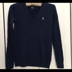 Women’s wool navy polo sweater